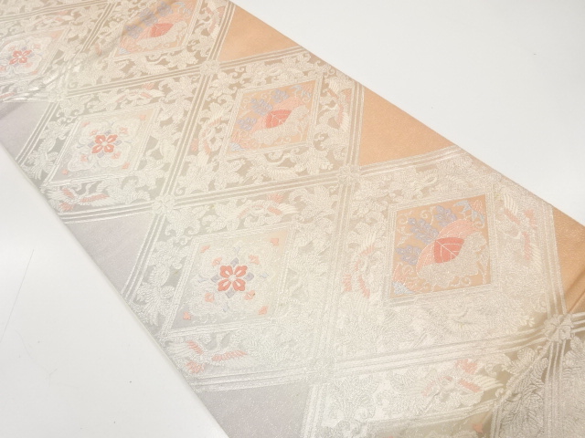 JAPANESE KIMONO / ANTIQUE FUKURO OBI / SILK / WOVEN PAULOWNIA & CRANE